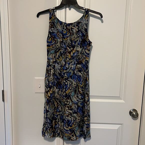 Anthropologie Moulinette Soeurs Silk Abstract Sleeveless V-Neck Dress - Picture 3 of 16